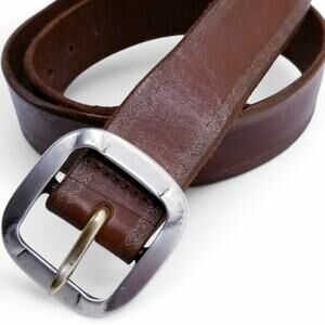ORCIANI Leather Belt Made in Italy #6911 Brown Gold Embellished Edge EU 90 US 34